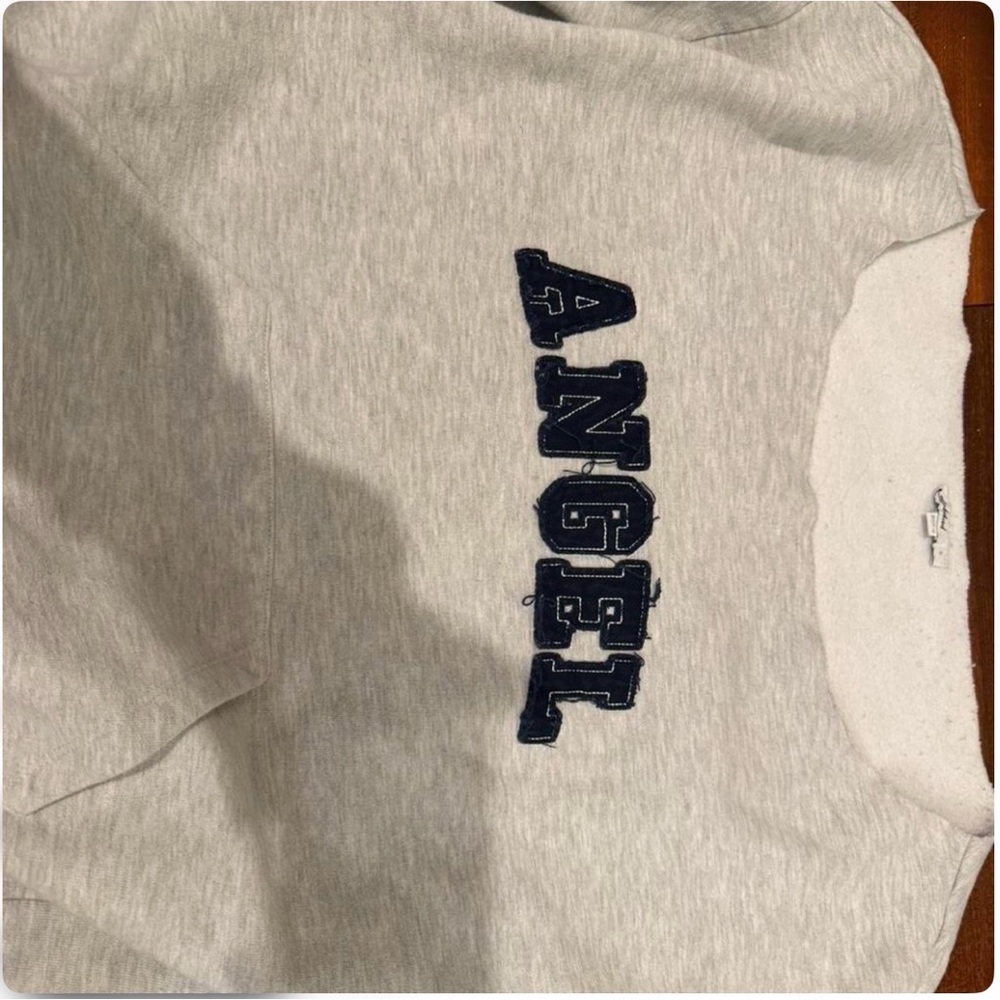 Light Gray 'ANGEL' Graphic Crewneck Sweatshirt - Women